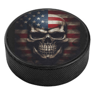 Palet De Hockey Crâne de drapeau américain