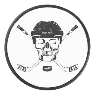 Palet De Hockey Crâne et bâtons de hockey