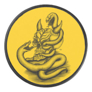 Palet De Hockey Crâne - Tête diabolique avec serpent