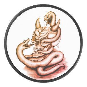 Palet De Hockey Crâne - Tête diabolique avec serpent