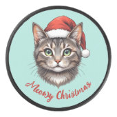 Palet De Hockey Custom Cute Christmas Cat with Santa Hat (Devant)