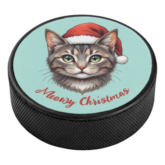 Palet De Hockey Custom Cute Christmas Cat with Santa Hat (3/4/2016 12:00:00 AM)