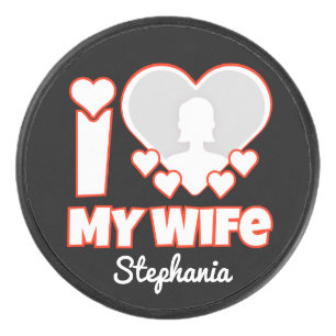 Palet De Hockey Custom I Love My Wife - Ajouter Nom & Photo