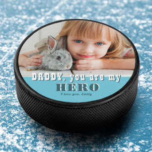 Palet De Hockey Custom Papa, tu es mon héros Photo de famille