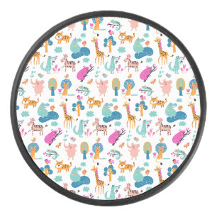 Palet De Hockey Cute et colorée Jungle Animaux Motif