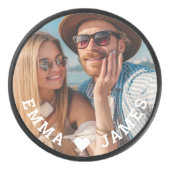 Palet De Hockey Cute Love Heart Photo Couples Noms personnalisés (Devant)