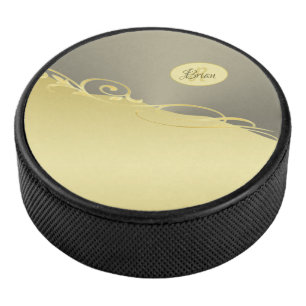 Palet De Hockey Décor de luxe sur or & argent, Monogramme