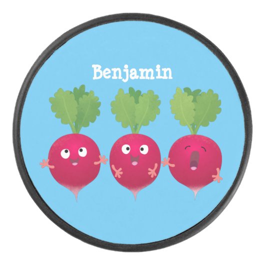 Palet De Hockey Des radis mignons chantant des légumes de dessin a (Devant)