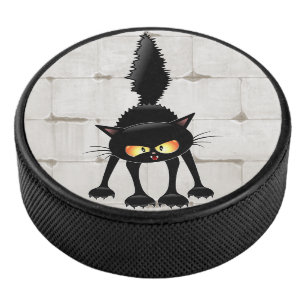 Palet De Hockey Dessin de Funny Fierce Black Cat