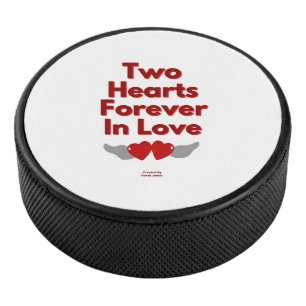 Palet De Hockey Deux Coeurs Pour Toujours Dans L'Amour Hockey Puck