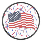 Palet De Hockey Drapeau américain et feux d'artifice (Devant)
