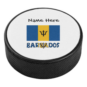 Palet De Hockey Drapeau Barbadien Personnalisé Nom