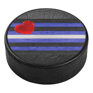 Palet De Hockey Drapeau de fierté en cuir SlipperyJoe's noir bleu