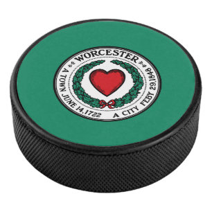 Palet De Hockey Drapeau de Worcester, Massachusetts Hockey Puck