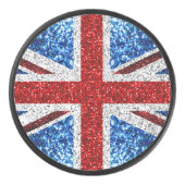 Palet De Hockey Drapeau rouge bleu blanc brillant parties scintill (Devant)