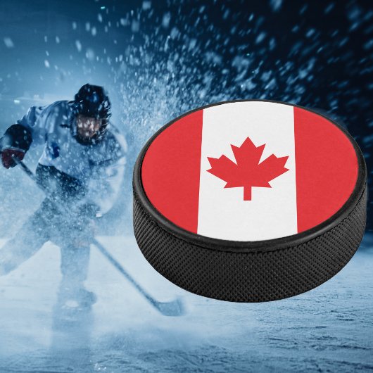Palet De Hockey Drapeau rouge et blanc du Canada