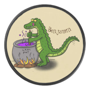 Palet De Hockey Drôle alligator vert cuisine dessin animé