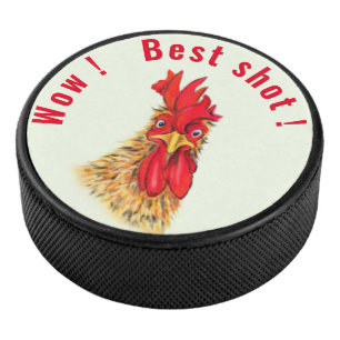 Palet De Hockey Drôle Rooster Hockey Puck - Texte Personnalisé