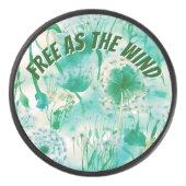 Palet De Hockey Élégant Dandelion Monogramme vert et blanc | (Devant)