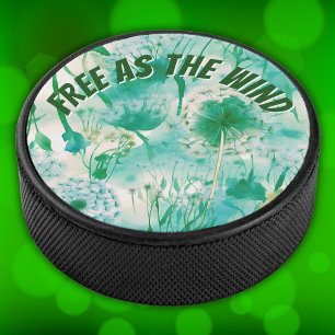 Palet De Hockey Élégant Dandelion Monogramme vert et blanc