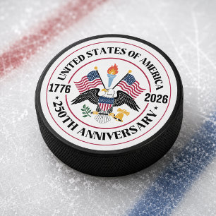 Palet De Hockey Emblème de l'aigle patriotique pour le 250e annive