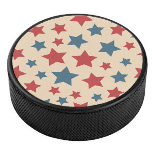 Palet De Hockey Étoiles rouges et bleues, 4 juillet, fond beige