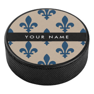 Palet De Hockey Fleur de Lis, Bleu Marine sur Beige, Royal, Votre