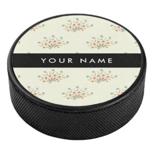 Palet De Hockey Fleurs bleues et rouges, noires, Votre nom