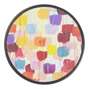Palet De Hockey Fleurs de peinture jolies et colorées
