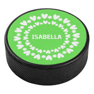 Palet De Hockey Fleurs Et Coeurs Nom