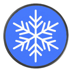 Palet De Hockey Flocon De Neige Blanc Nordique Sur Vivid Royal Blu