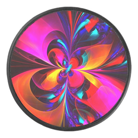 Palet De Hockey Floral moderne Art Abstrait Rouge Bleu Motif #07 (Devant)