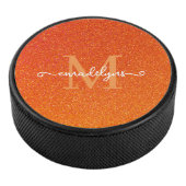 Palet De Hockey Girly Orange Glitter Sparkles Monogram Script Name (3/4/2016 12:00:00 AM)