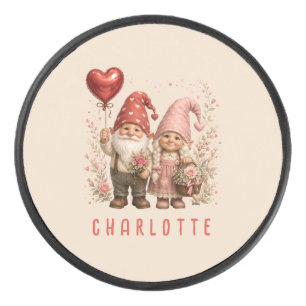 Palet De Hockey Gnomes de la Saint-Valentin floraux personnalisés