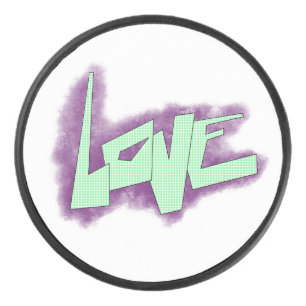 Palet De Hockey graffiti d'amour violet vert menthe typographie po