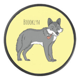 Palet De Hockey Gray wolf with pipe cartoon