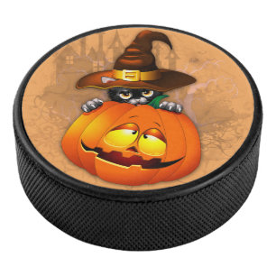 Palet De Hockey Halloween Cute Kitty Witch et ami Citrouille