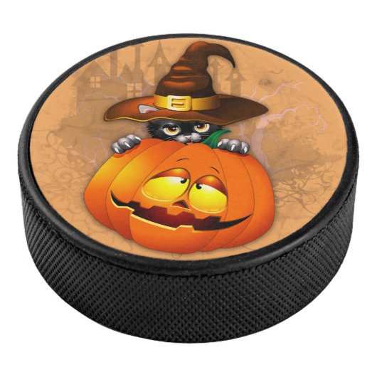 Palet De Hockey Halloween Cute Kitty Witch et ami Citrouille (3/4/2016 12:00:00 AM)