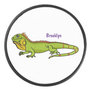 Palet De Hockey Happy green iguana cartoon