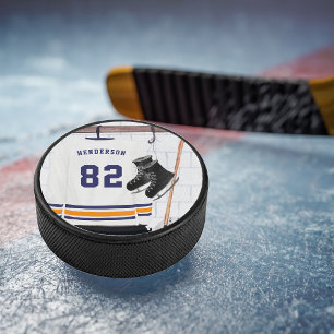 Palet De Hockey Hockey sur glace bleu et orange Maillot Monogram