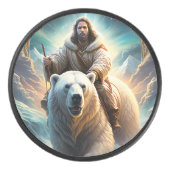 Palet De Hockey (IA générée) Jésus sur un ours polaire (Devant)