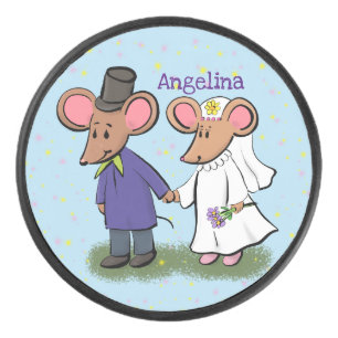 Palet De Hockey Illustration de dessin animé d'un couple de souris