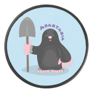 Palet De Hockey Illustration de dessin animé d'une taupe heureuse