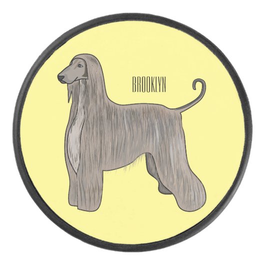 Palet De Hockey Illustration d'un chien hound afghan (Devant)