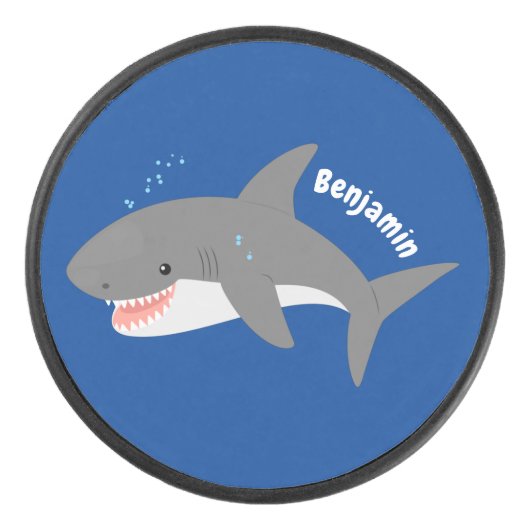 Palet De Hockey Illustration joyeuse du grand requin blanc (Devant)