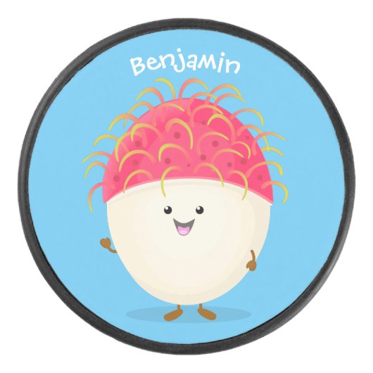 Palet De Hockey Illustration mignon du ramboutan rose (Devant)