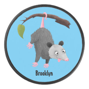 Palet De Hockey Joli opossum accroché à la branche dessin animé