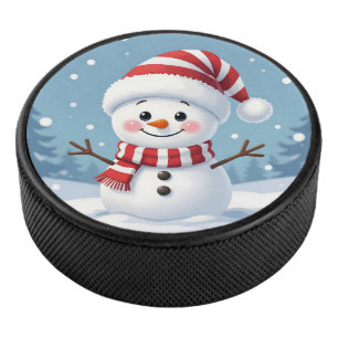 Palet De Hockey Joli petit bonhomme de neige avec écharpe et chape