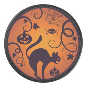 Palet De Hockey Joyeuse lanterne d'Halloween araignées et chauves-