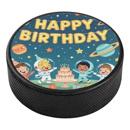 Palet De Hockey Joyeux anniversaire thème spatial (3/4/2016 12:00:00 AM)